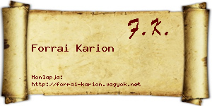 Forrai Karion névjegykártya